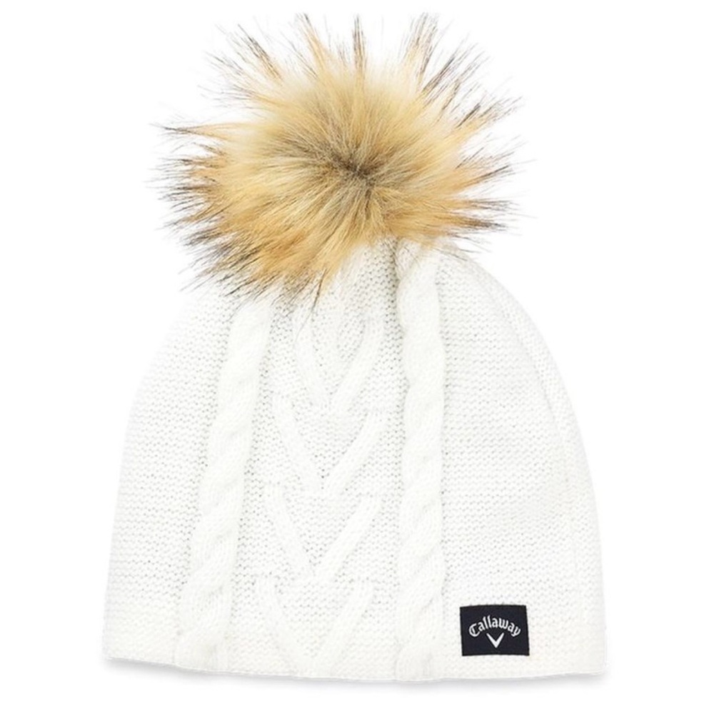 Callaway Ladies Pom Pom Golf Beanie Hat - White